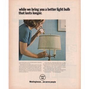 Westinghouse Light Bulb Advertisement 1960s Vintage Household Electricity Home